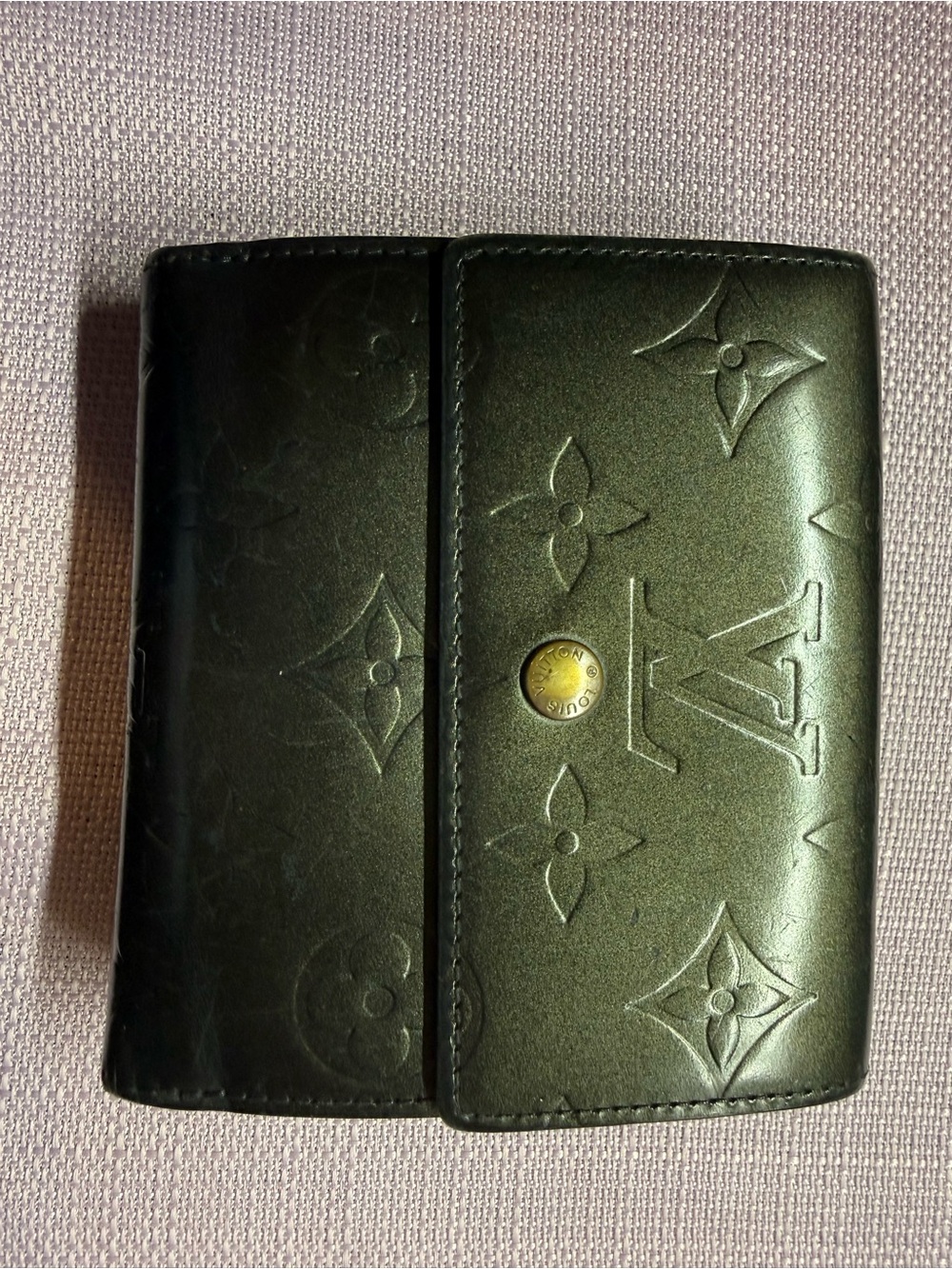 Louis Vuitton Black Grey Embossed Monogram Snap Wallet